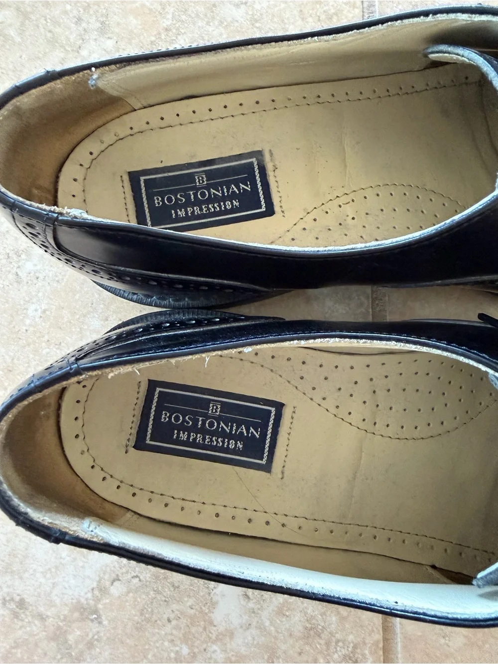 Bostonian Impressions USA Black Leather Brogue Cap Toe Oxfords 9.5